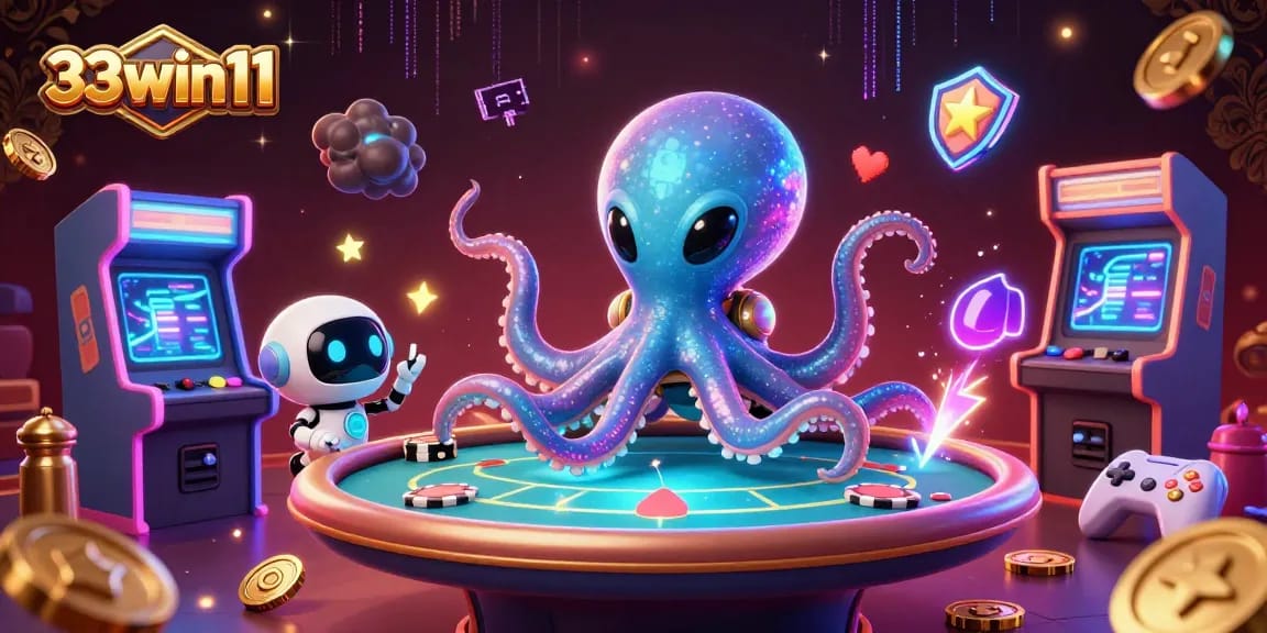 Engage with stunning gameplay at 33win11 featuring an alien octopus in a vibrant casino.