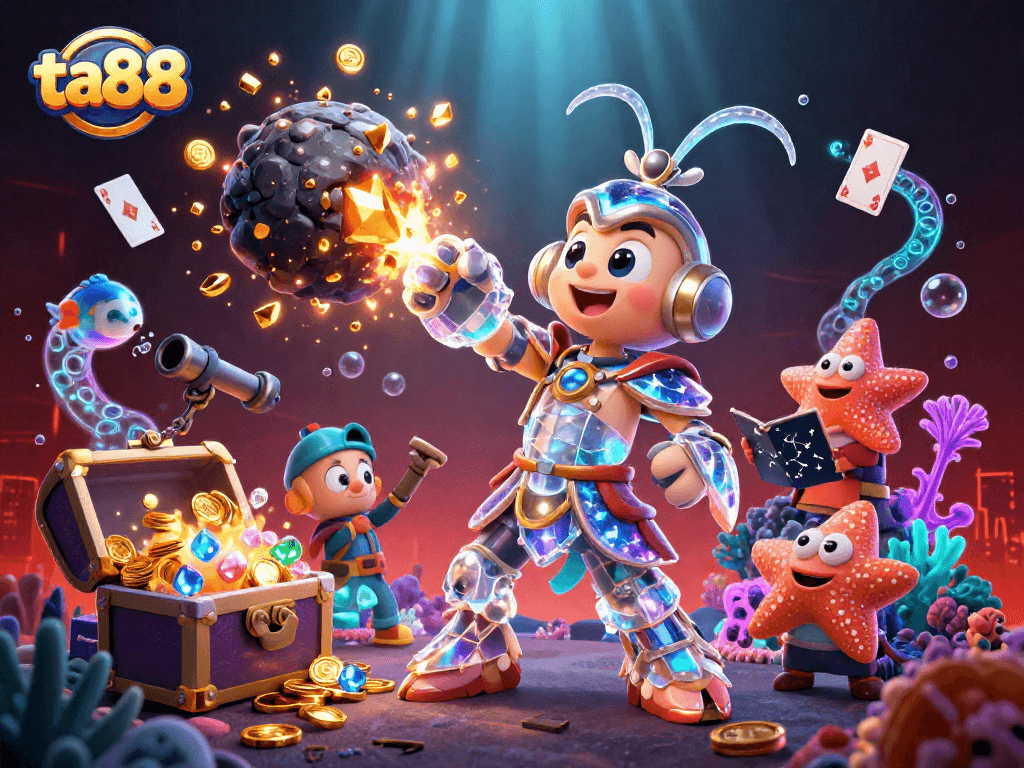 Experience thrilling bets at ta88 with a dynamic galactic samurai amidst exploding gems.