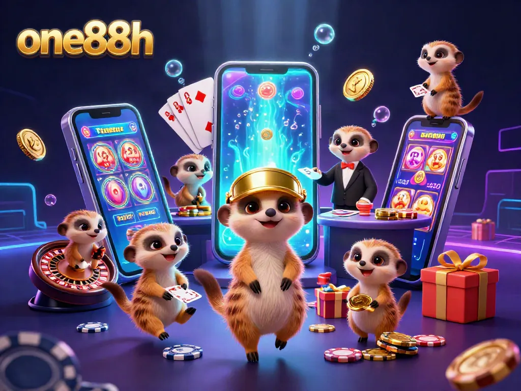 Experience thrilling gameplay with one88h as meerkats manage a vibrant casino scene.