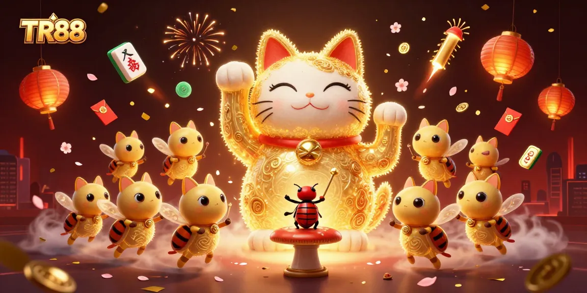 Experience winning opportunities with TR88's vibrant casino symbols animated by fireflies.