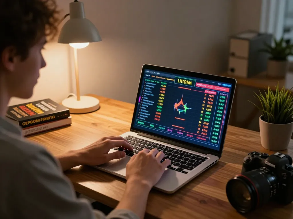 Player engaged in strategic online betting on nk88 website with laptop at home desk
