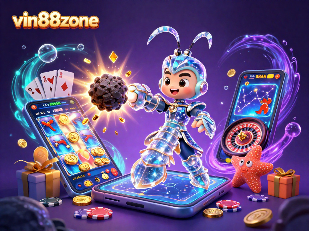 Use vin88zone to win big with a vibrant 3D casino-themed digital illustration