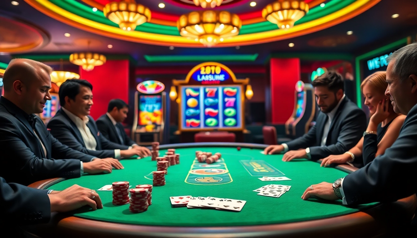 Intense gameplay at https://m98.uno/ showcased with vibrant poker chips and cards on a luxury casino table.