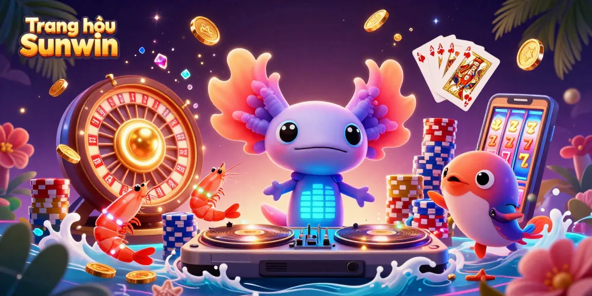 Spin to win at Trang chủ Sunwin, where vibrant neon characters create a dynamic casino scene.