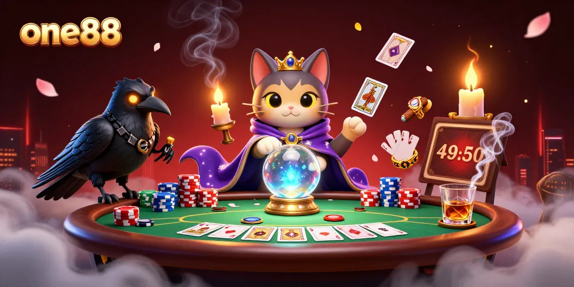 Engage with thrilling poker strategies at one88 with a vibrant casino illustration.