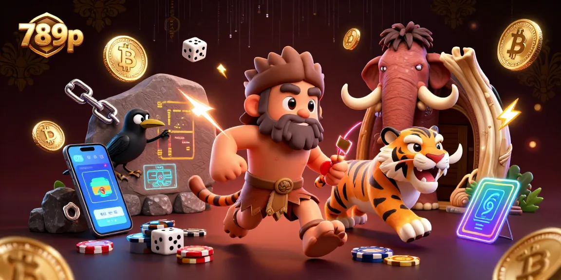 Experience thrilling gaming with the vibrant 789p prehistoric casino scene filled with neon crypto elements.