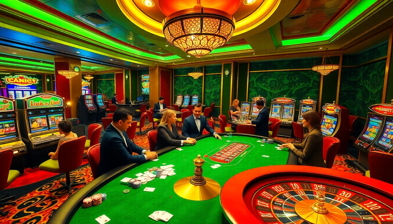 Engaged players enjoying a thrilling game at DA88 casino, highlighting excitement with poker chips and cards.