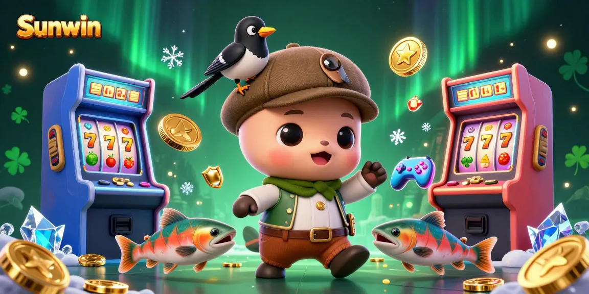 Spin to win with Sunwin in a playful 3D casino scene featuring a charming Nessie and gold coins.