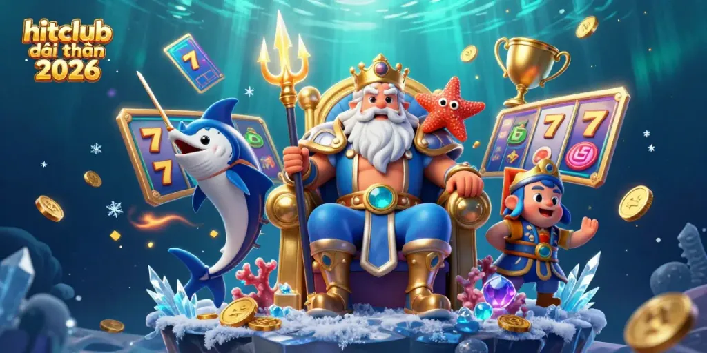 Engage with dynamic hitclub đổi thưởng 2026 slots experience featuring Neptune and samurai bodyguard.