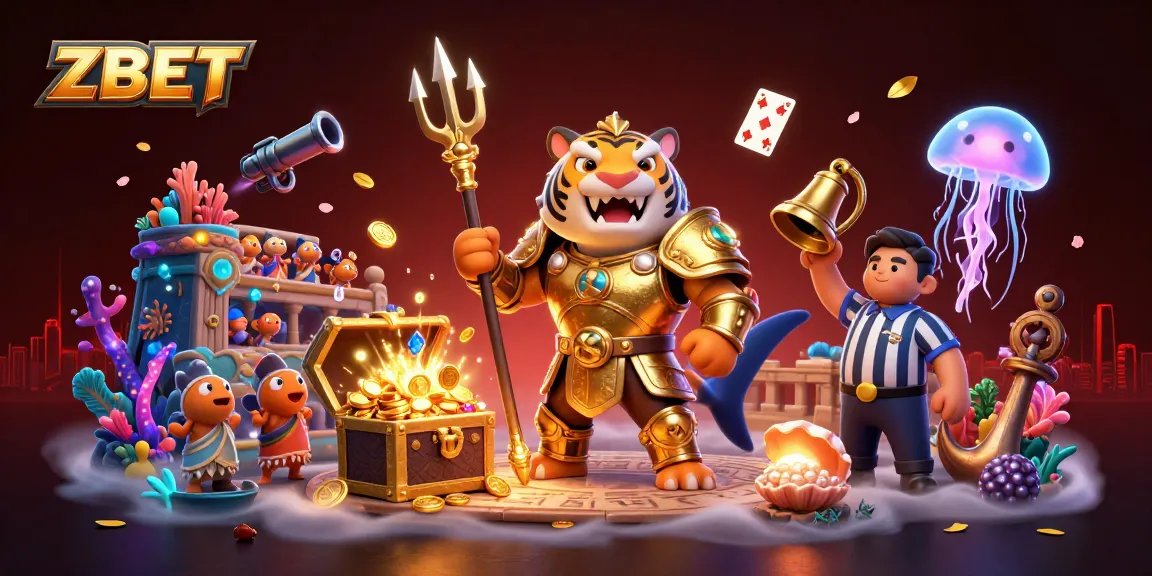 ZBET showcases thrilling casino action beneath the waves with a shark gladiator in armor.