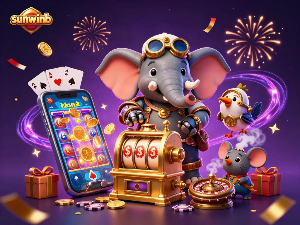 Spin vibrant slot reels at sunwinb with animated steampunk characters and exciting casino elements.