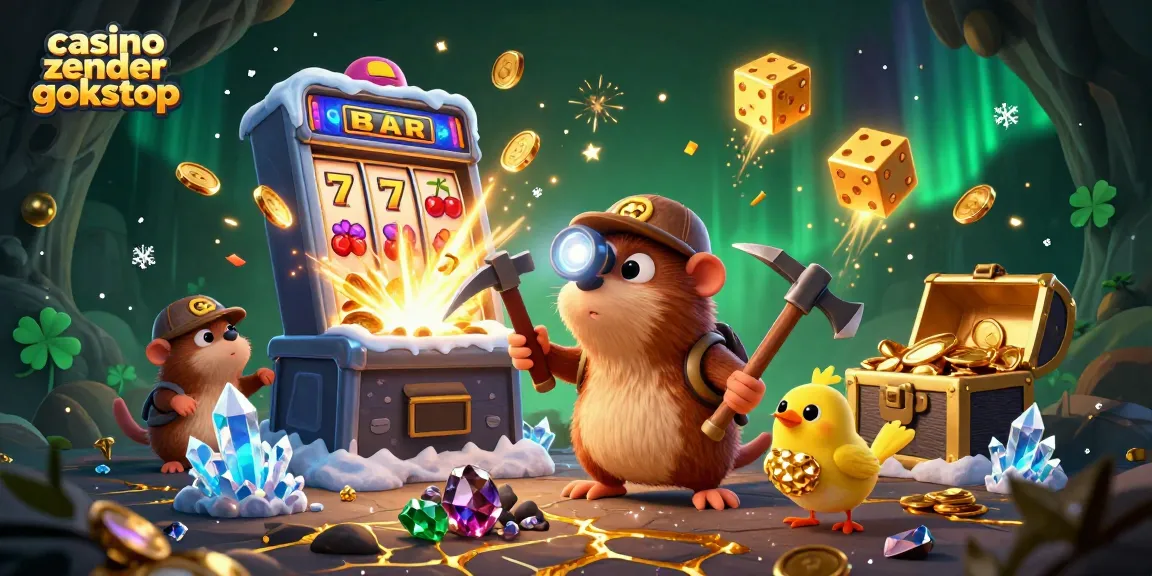 Engage in excitement at a casino zonder gokstop with a treasure hunter and vibrant casino scenes.