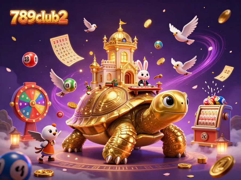 Experience the excitement of 789club2 with a detailed 3D casino scene featuring vibrant game elements and a rabbit dealer.