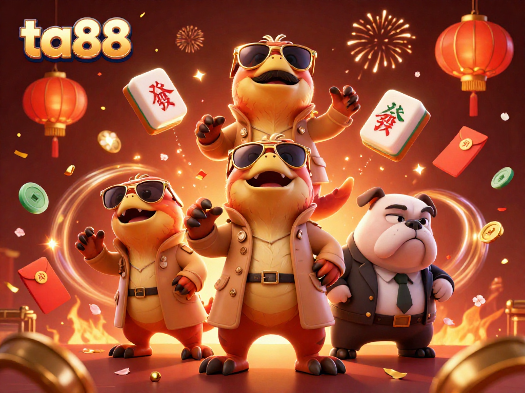 Experience ta88's thrilling VIP entrance with raptors in disguise and a bouncer in this vibrant casino scene.