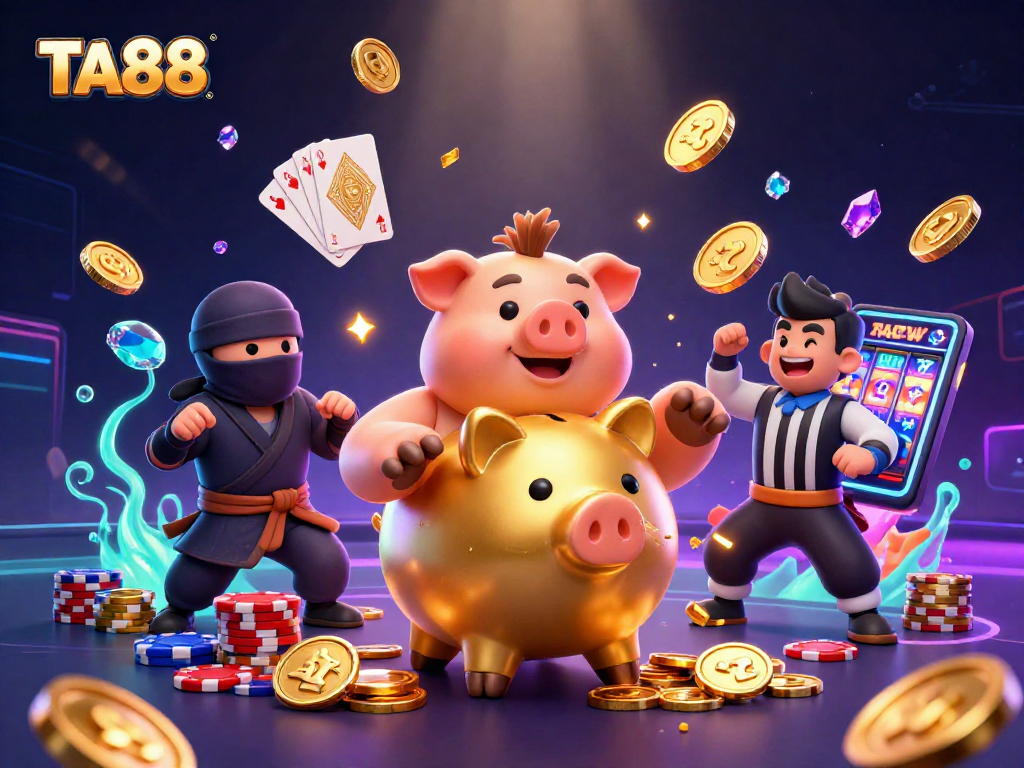 TA88 showcases a dynamic casino battle with engaging characters and sparkling casino elements.