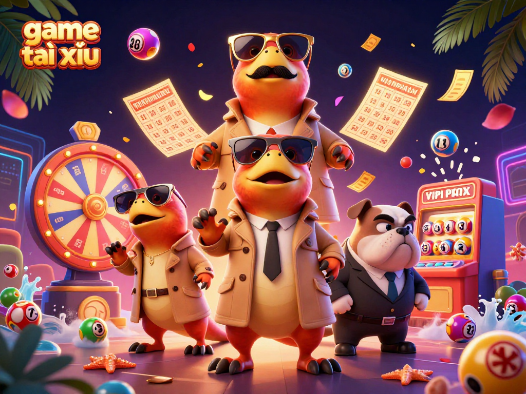 Engaging scene of game tài xỉu with playful raptors in disguise, vibrant lottery elements.