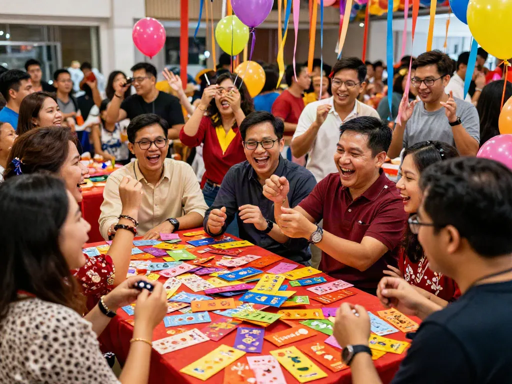 ROKOK88 login participants celebrating at the vibrant angpao event with joy and community spirit.