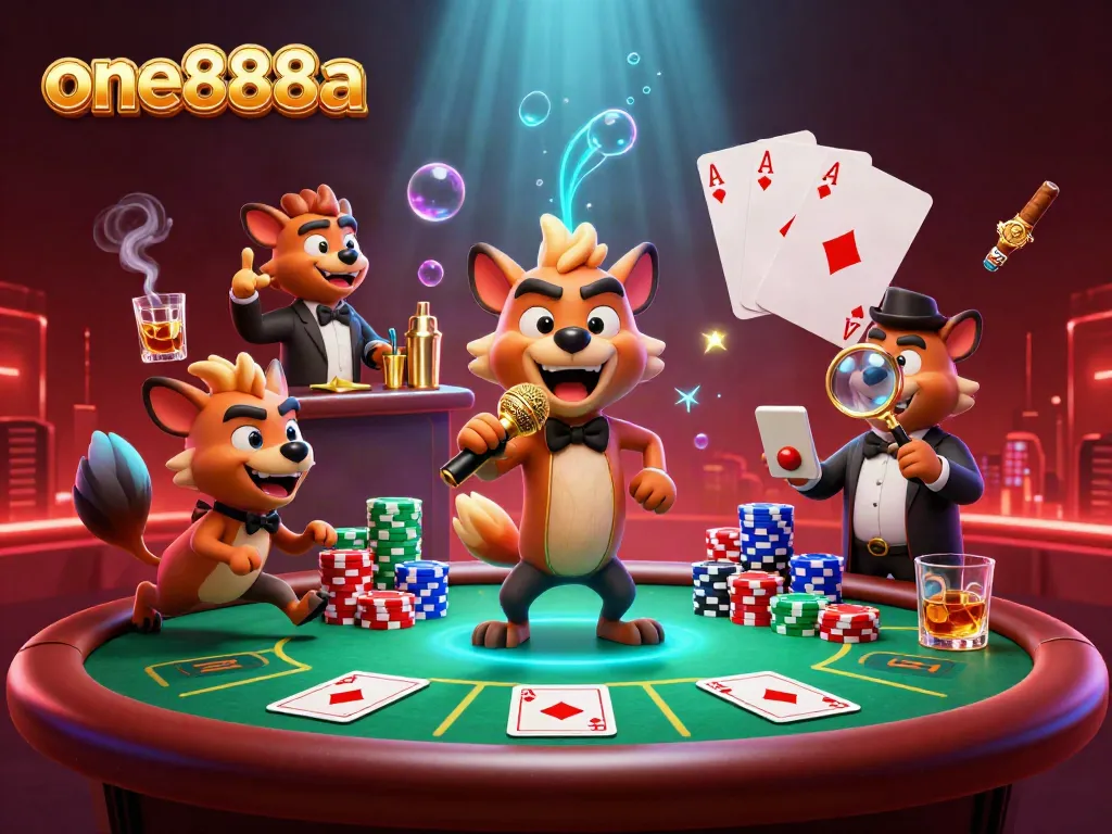 Experience thrilling comedy casino interactions with one888a's lively hyena characters.