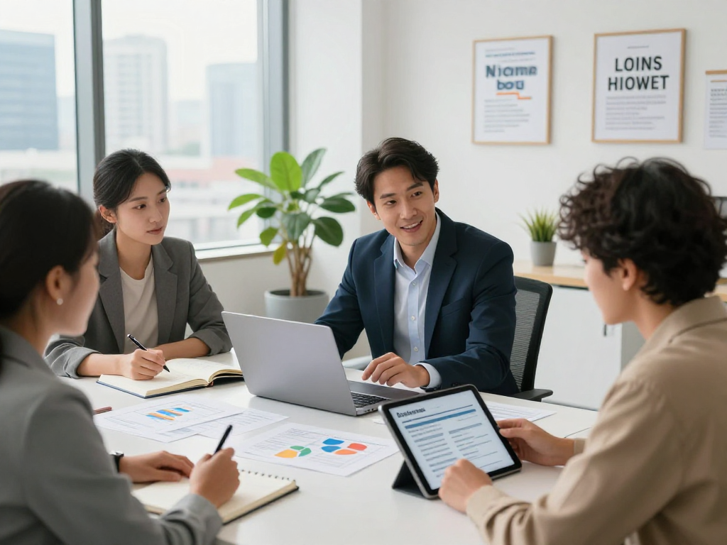 Professioneel advies over zakelijke leningen voor ondernemers in modern kantoor.