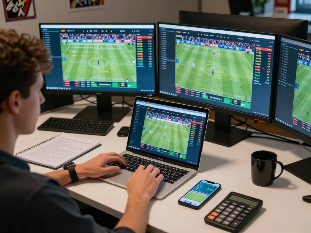 Lu88 online sports betting scene with user actively placing bets on live events