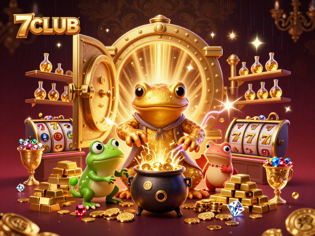 Experience 7CLUB’s thrilling jackpot action with vibrant 3D characters and casino elements.