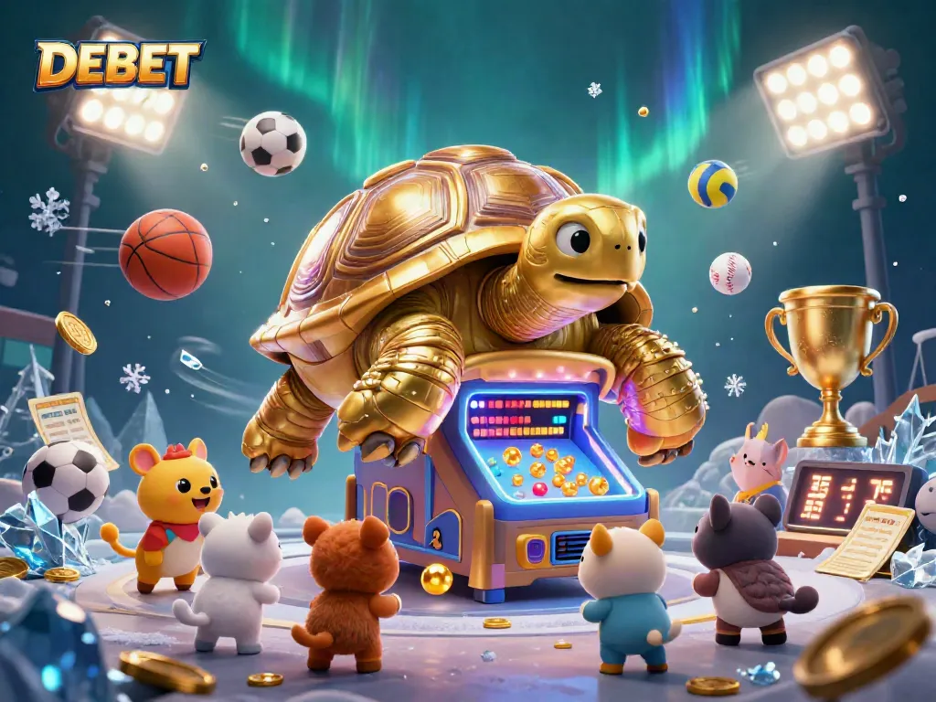 Play DEBET on an exciting 3D pinball-themed casino scene with lively animals.