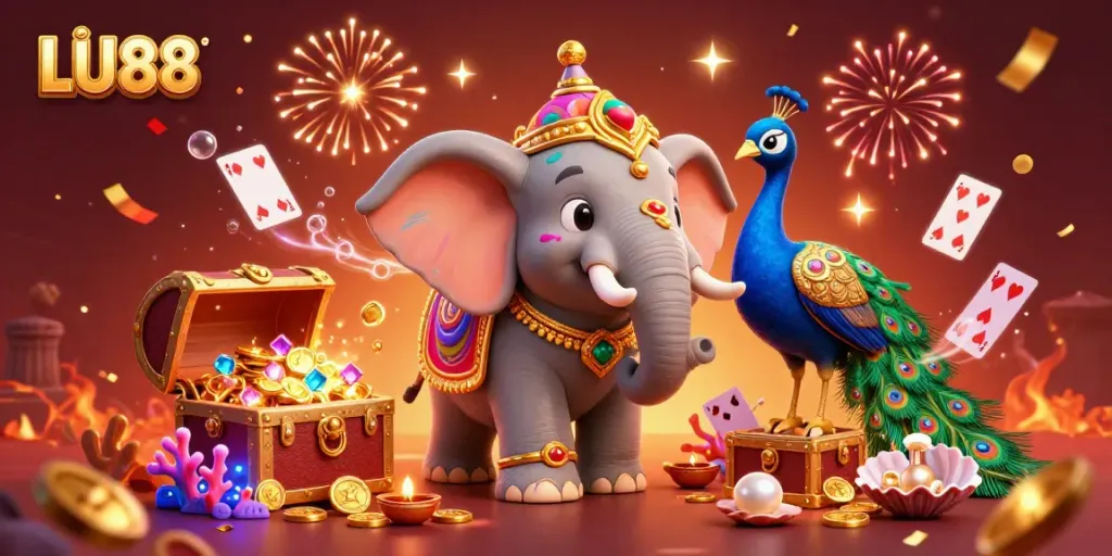 Boost your chances of winning with LU88 in this vibrant, festive casino scene.