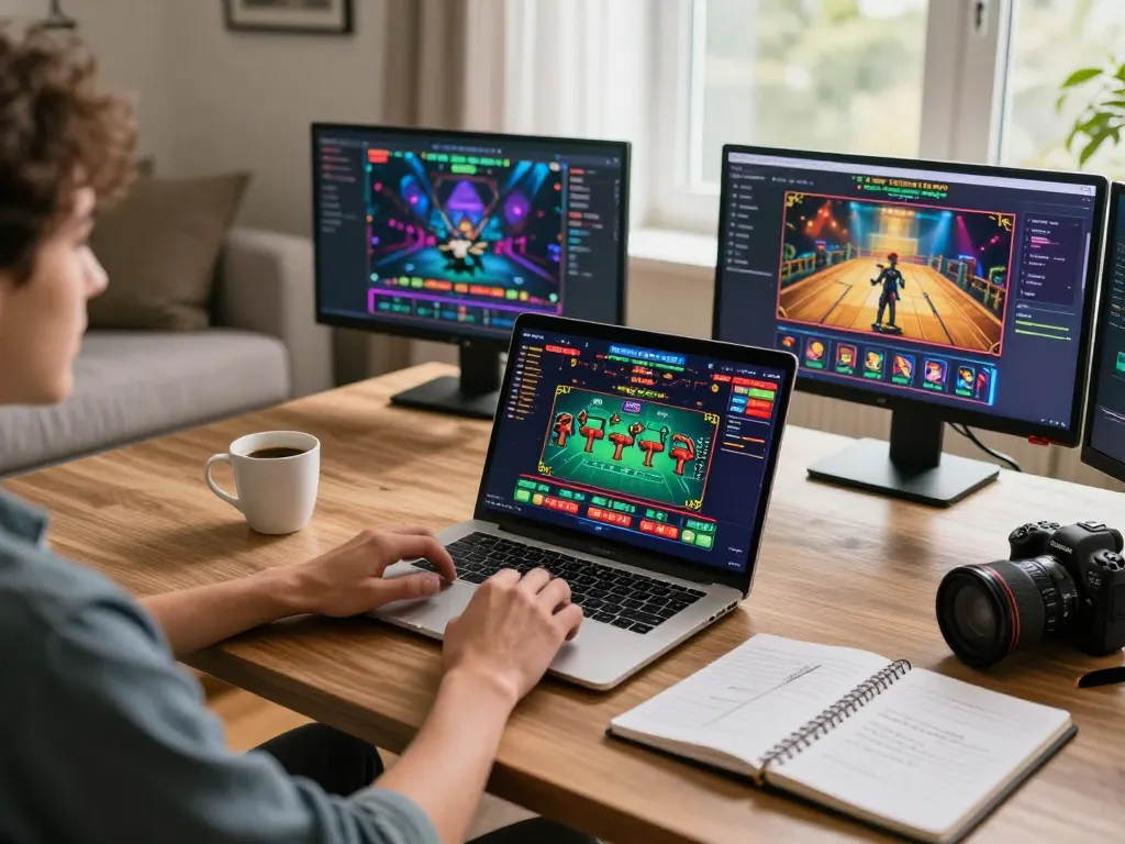 B52CLUB players engaging in live dealer games in a cozy home office setting