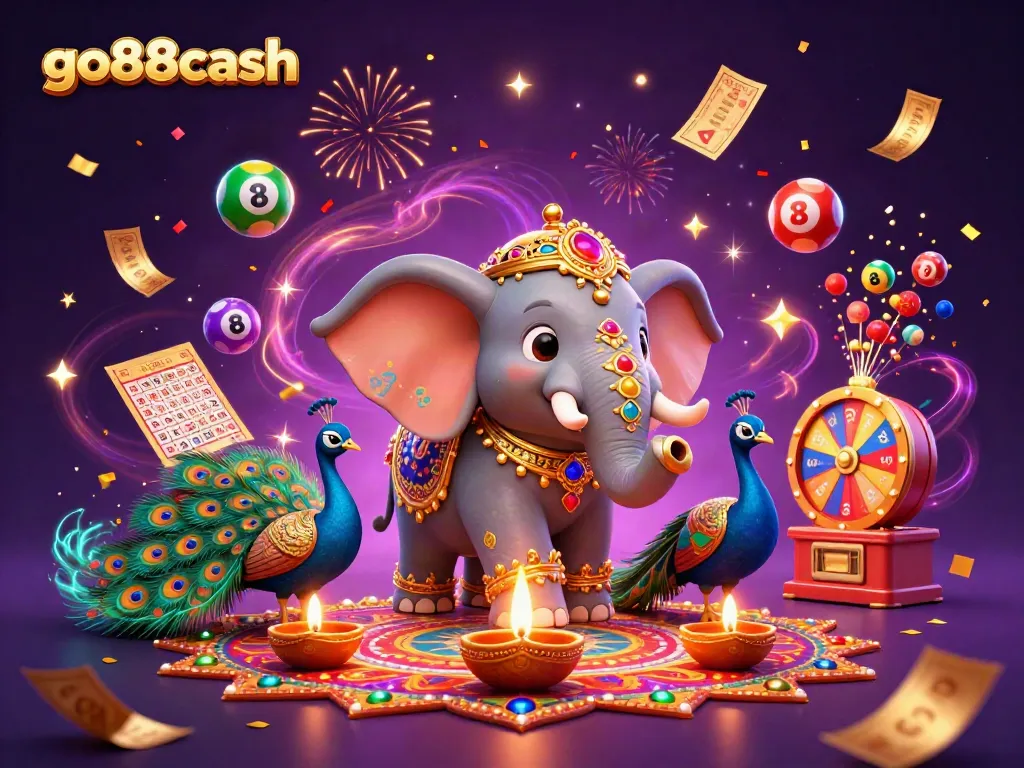 Join the excitement at go88cash with this vivid 3D digital illustration capturing the thrill of gambling.