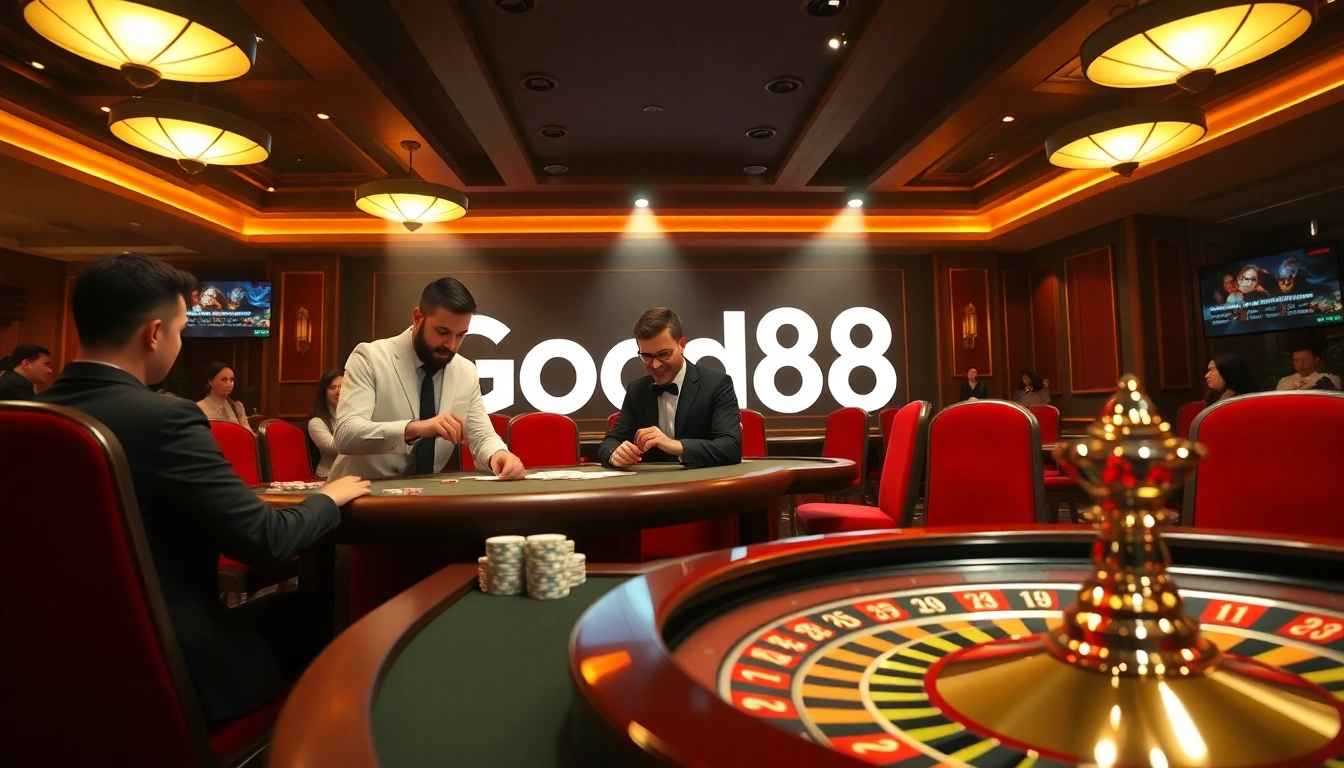 Experience thrilling gameplay at Good88's exclusive casino tables filled with excitement and professionalism.