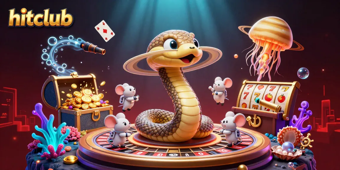 Experience the excitement of hitclub as mice place bets on a vibrant casino-themed cosmic scene.