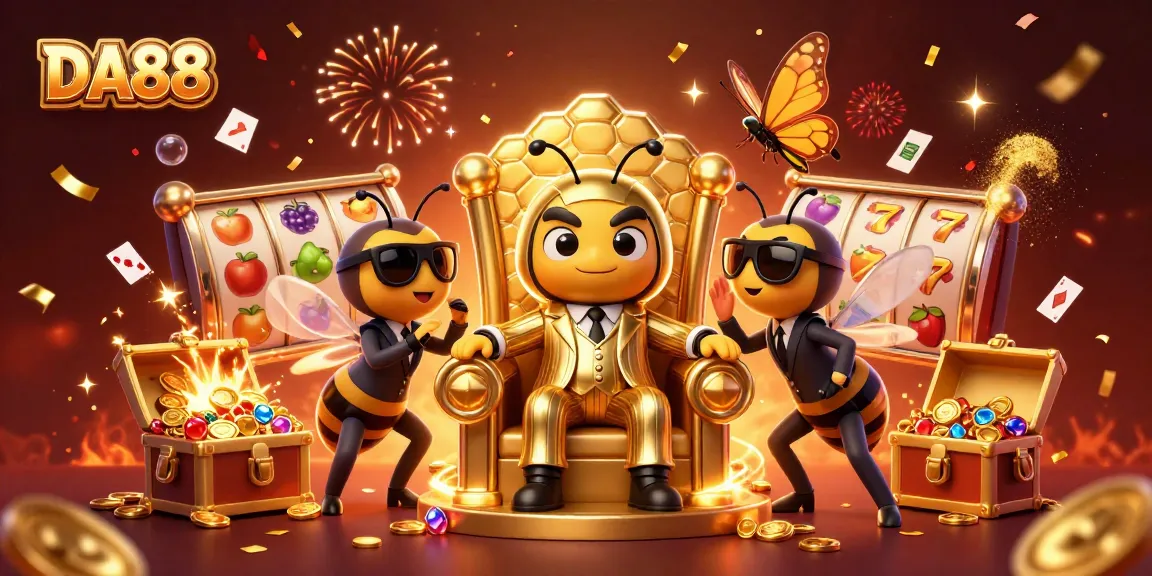 Engage with DA88 as the bumblebee mob boss leads the jackpot action in a vibrant casino scene.